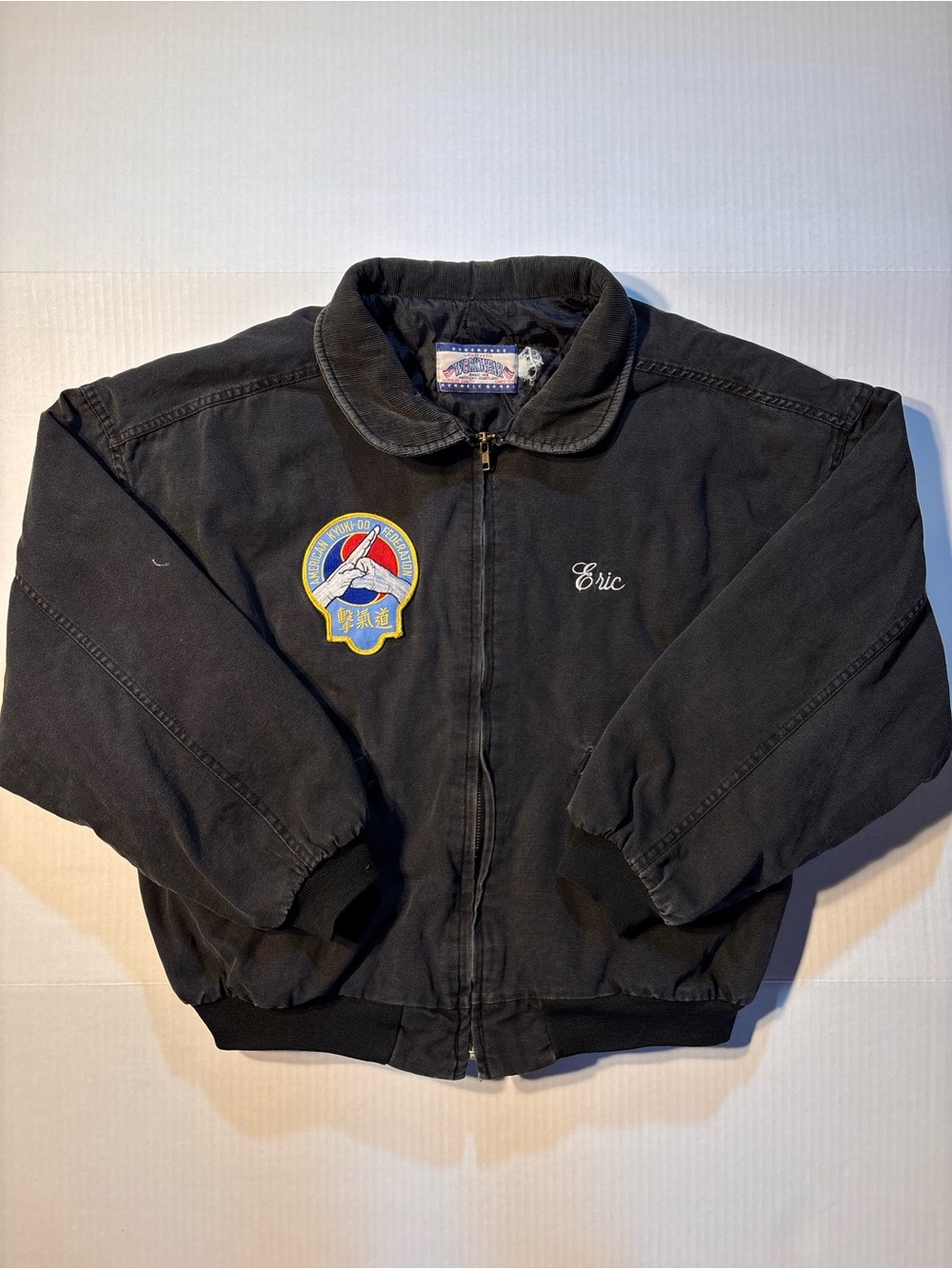 Vtg Dunbrooke Workwear American Martial Arts Kyuki Do Canvas Bomber Jacket Sz L